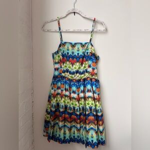 Sugarlips Multicolor Chevron Sundress in Blue, Green & Orange